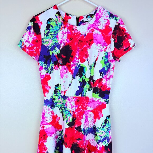 MILLY for DesigNation Floral Fit & Flare Dress Women’s 8 - Picture 3 of 10